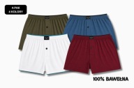 Bokserki męskie luźne KENN PAUL 4-pak XL – 100% bawełna rozpinane na guzik