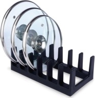 STOJAK NA POKRYWKI TALERZE ORGANIZER KUCHENNY 6 PRZEGRÓD CZARNY METALOWY