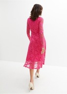 SUKIENKA KOKTAJLOWA RÓŻOWA Z KORONKI MIDI PROSTA PLUS SIZE 50 B.p.c