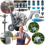 WÓZEK ALU WĄŻ OGRODOWY NA BĘDNIE 4-WARSTWOWY 1/2 50 M+PISTOLET ZRASZACZ