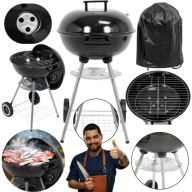 GRILL OGRODOWY WĘGLOWY STALOWY RUSZY 41CM Z POKRYWĄ+POKROWIEC GRATIS*