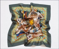 FALCO**Włoska Apaszka Złota Nitka Faraon Egipt ART**Unikat! 67 cm