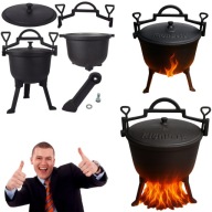 KOCIOŁEK ŻELIWNY 1OL GARNEK MYŚLIWSKI WĘGIERSKI NA OGNISKO GRILL TRÓJNÓG