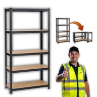REGAŁ GARAŻOWY METALOWY MAGAZYNOWY MOCNY CZARNY 875kg 5 PÓŁEK 180x90x40cm