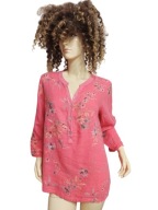 ARMAND THIERY WŁOSKA KOSZULA LNIANA w kwiaty rękaw podpinany cekiny 40/42