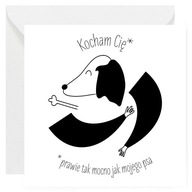 Kartka Miłosna, na Walentynki - Kocham Cię, Czarno-biała - 14x14 cm