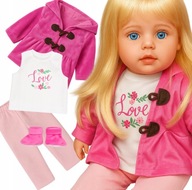 Lalka bobas Happy Kiddo interaktywna różowa 56 cm dźwiękowa miękka