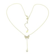 85078 Celebrytka złota stal chirurgiczna 316L kokardka z cyrkoniami 46+5 cm