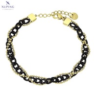 71695 Bransoletka złota i czarna stal chirurgiczna łańcuchy