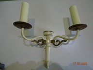 Stary kinkiet świecznik ścianę mosiądz podwójny