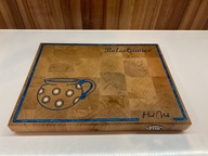 Sztorcowa deska bukowa do krojenia z motywem ceramiki Bolesławieckiej