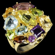 PERIDOT TOPAZ CYTRYN DUZY PIERSCIONEK