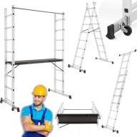 DRABINA ALUMINIOWA SKŁADANA ROZKŁADANA PODEST RUSZTOWANIE ROBOCZE KÓŁKACH