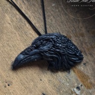 Kruk Czarny rękodzieło żywica epoxydowa boho rzeźba handmade