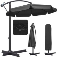 PARASOL ogrodowy DUŻY SKŁADANY SOLIDNY z WYSIĘGNIKIEM i FALBANĄ + POKROWIEC