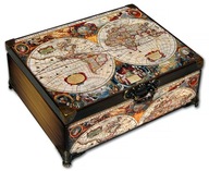 okuta SZKATUŁKA drewniana STARA MAPA 6 przegródek