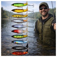 10X Popper Whopper Plopper 10cm Topwater Wobler 360° Szczupak Sum Sandacz