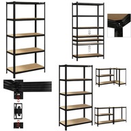 REGAŁ MAGAZYNOWY CZARNY METALOWY BLOW WCISKANY 5 PÓŁEK 180 x 90 x 40 cm