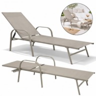 Leżak ogrodowy składany regulowany beżowy 195 cm stalowy basen balkon taras