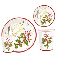 ZESTAW KUBKI TALERZYKI PAPIEROWE ŚWIĘTA BOŻEGO NARODZENIA MIKOŁAJ 20EL