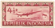 Indonezja 1949 Znaczek L100 ** samolot flaga