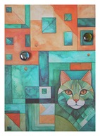 Obraz Awarela Kot Rosyjski Niebieski