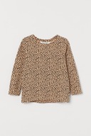 H&M Bawełniany top z nadrukiem panterka 134/140 beżowy