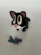 Kotek z rybką na magnesie figurka ruchoma zabawka czarny