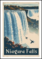 A2 KOLOROWY PLAKAT OBRAZ WODOSPAD NIAGARA, NIAGARA FALLS, VINTAGE RETRO