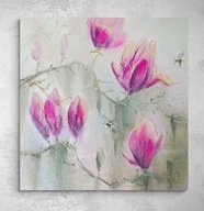 Obraz na płótnie ręcznie malowany akrylami strukruralny Magnolia 3d 30x30