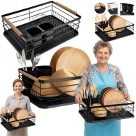 SUSZARKA DO NACZYŃ OCIEKACZ STOJĄCA CZARNA DUŻA LOFT MOCNA Z POJEMNIKIEM