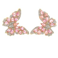 35021 Kolczyki stal chirurgiczna 316L pozłacane 18k kryształowe motyle