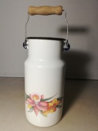 Stara emaliowana kanka bańka na mleko 2L z czasów PRL-u KWIATKI