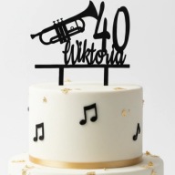 topper na tort dekoracja urodziny personalizacja wiek imię TRĄBKA!!!