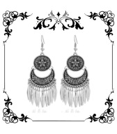 Kolczyki vintage boho imperial rock alternative piora wiszace Handmade K046