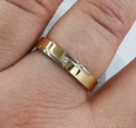 AAA Pierścionek złota i srebrna stal chirurgiczna średnica 20 mm