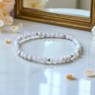 BRANSOLETKA Z KAMIENI NATURALNYCH - KAMIEŃ KSIĘŻYCOWY,NA GUMCE,SREBRO 925