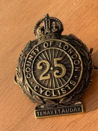 Odznaka na czapkę 25 batalion cyklistów County of London
