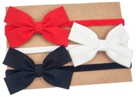 Opaski kokardki komplet dla dziewczynki czarna czerwona i biała