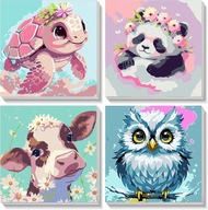 Malowanie po numerach obraz na płótnie z ramą motyw zwierząt 4szt 20x20cm
