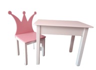 Stolik i krzesełko z koroną drewniane 92-116 cm