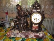 Ogromny figuralny zegar kominkowy z XIXw 46 cm