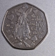 Wyspa Man 50 pensów 2021r. Alicja w Krainie Czarów - Biały Królik