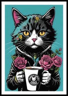 A2 PLAKAT DO KUCHNI KAWIARNI COFFEE KAWA ESPRESSO Z KOTEM KOT