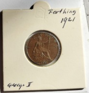 moneta Wielka Brytania 1/4 pens farthing Jerzy V 1921