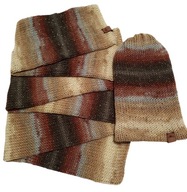 Lekki, brązowo-beżowy, połyskujący komplet - czapka i szalik, handmade