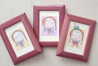 3 obrazki RAMKI drewniane DREWNO tryptyk 10x15