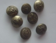 Guziki herbowe i wojskowe,metalowe 7 szt