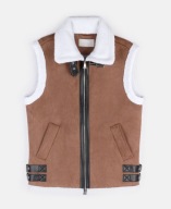 Kamizelka „faux fur” brąz brązowe futerko oversize S 36 trendy