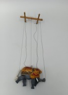 Słoń drewniana śliczna marionetka z Birmy - użytkowa vintage kolekcjonerska